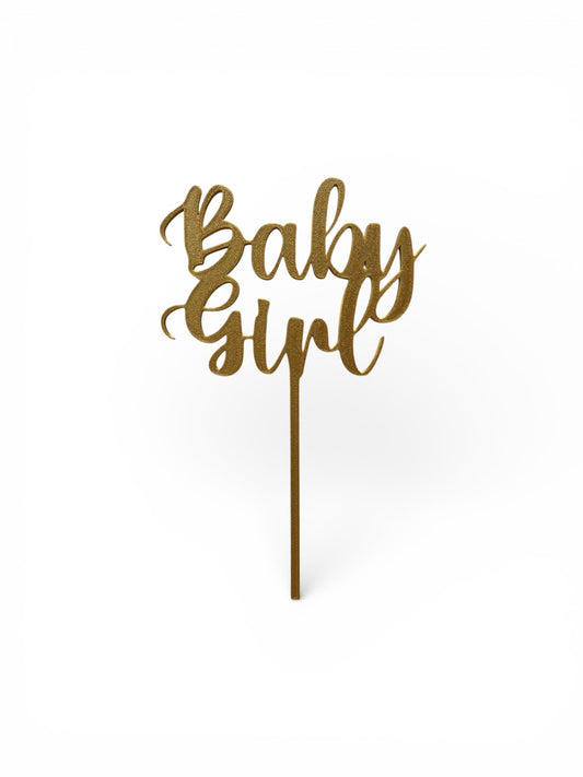 Cake Topper Baby Girl - Guld/Silver