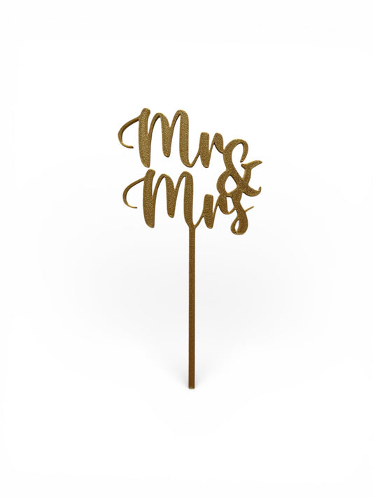 Cake Topper Mr & Mrs - Guld/Silver/Vit