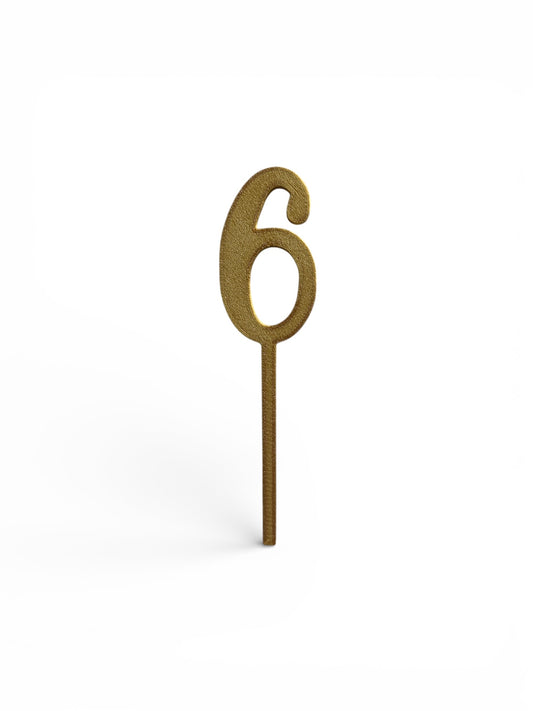 Cake Topper Siffra - 6 Guld/Silver