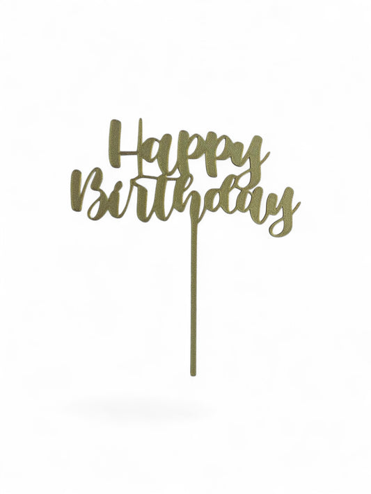 Cake Topper Happy Birthday- Guld/Silver