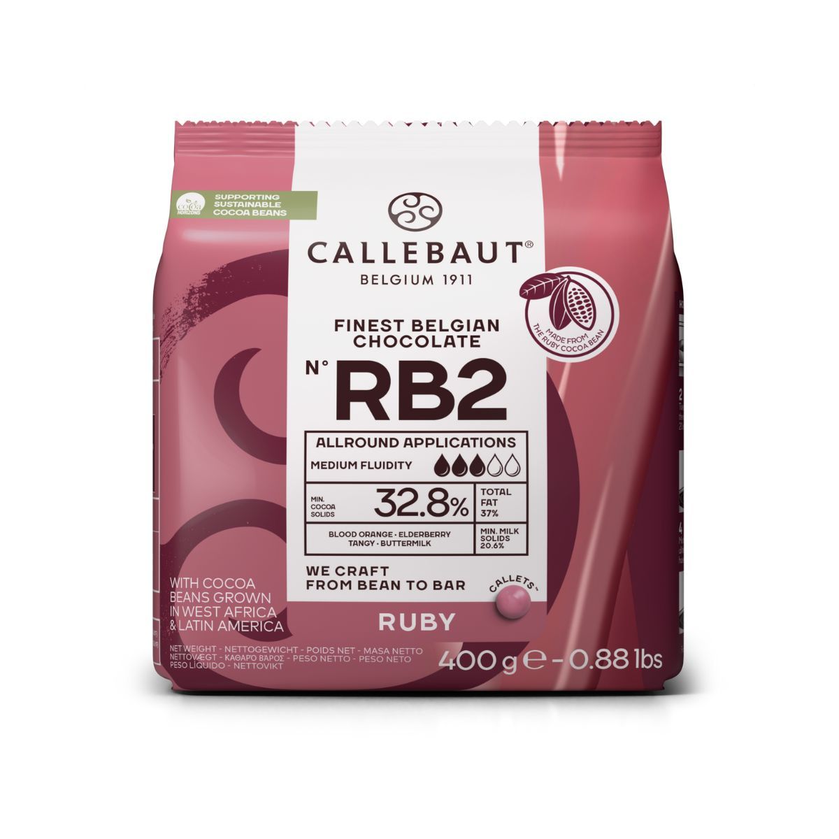 Callebaut Choklad Knappar - Ruby 400g