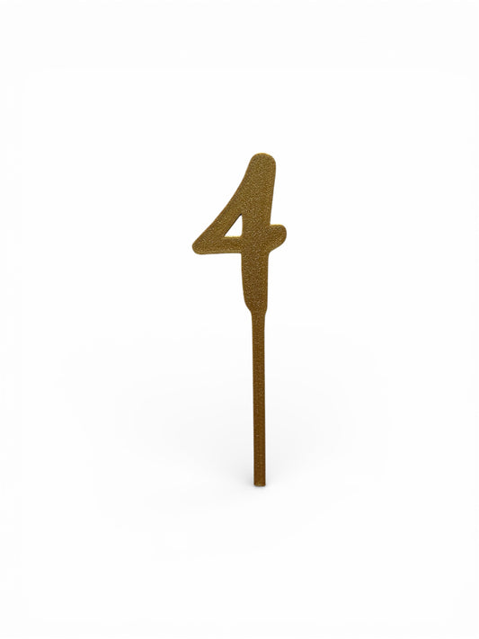 Cake Topper Siffra - 4 Guld/Silver