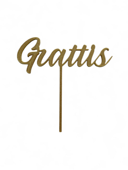 Cake Topper Grattis - Guld/Silver